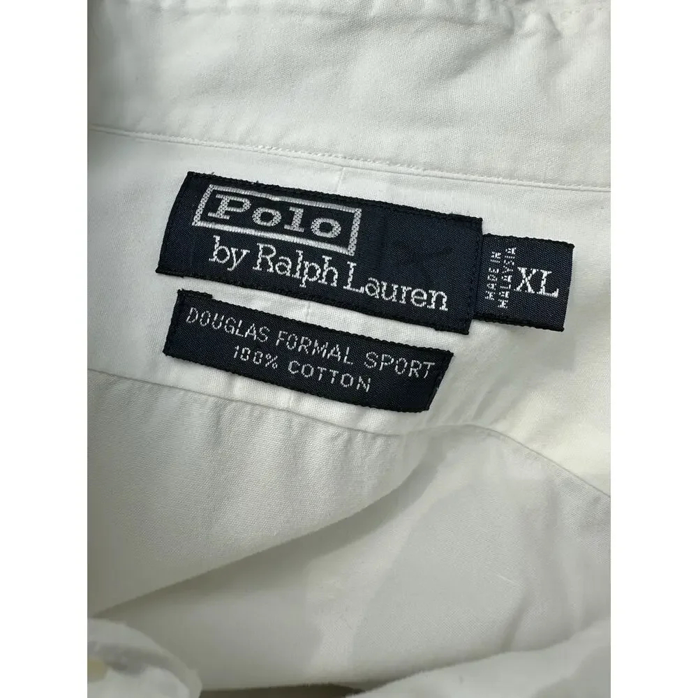 Polo Ralph Lauren Douglas Men's White Solid Cotton Pleated Dress Shirt XL